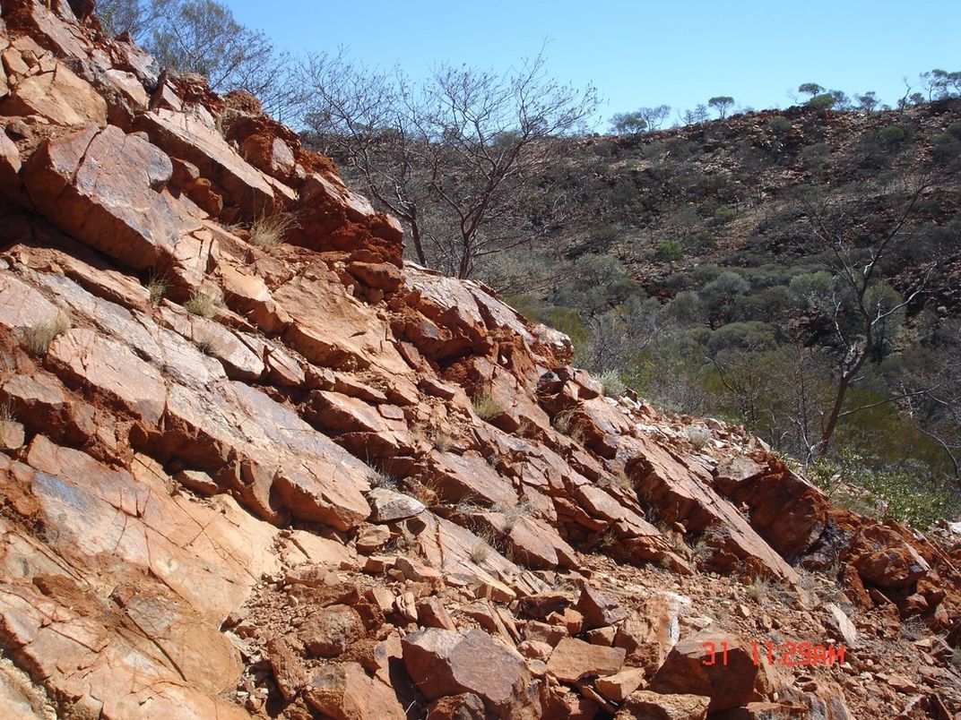 Brown, rocky hillside on a sunny day